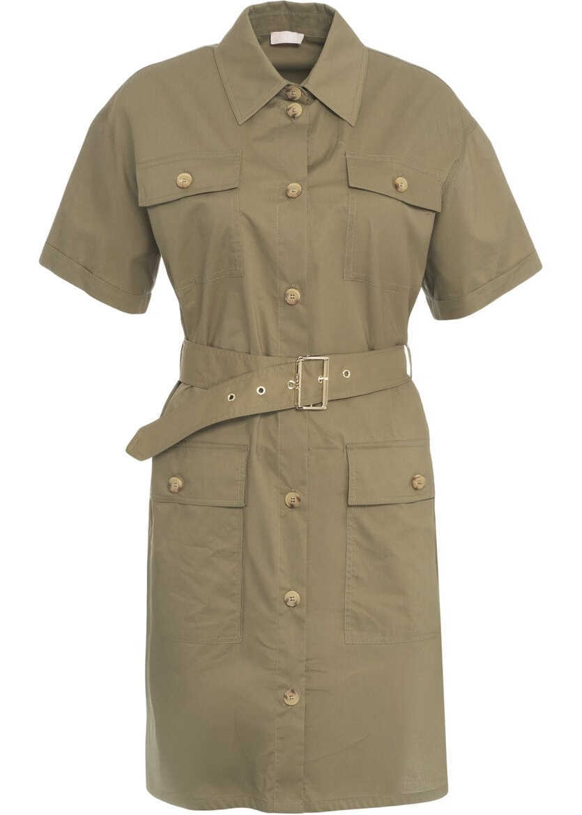Rochii scurte Liu Jo Shirt dress with waist belt Green Femei (BM 17484418) 1