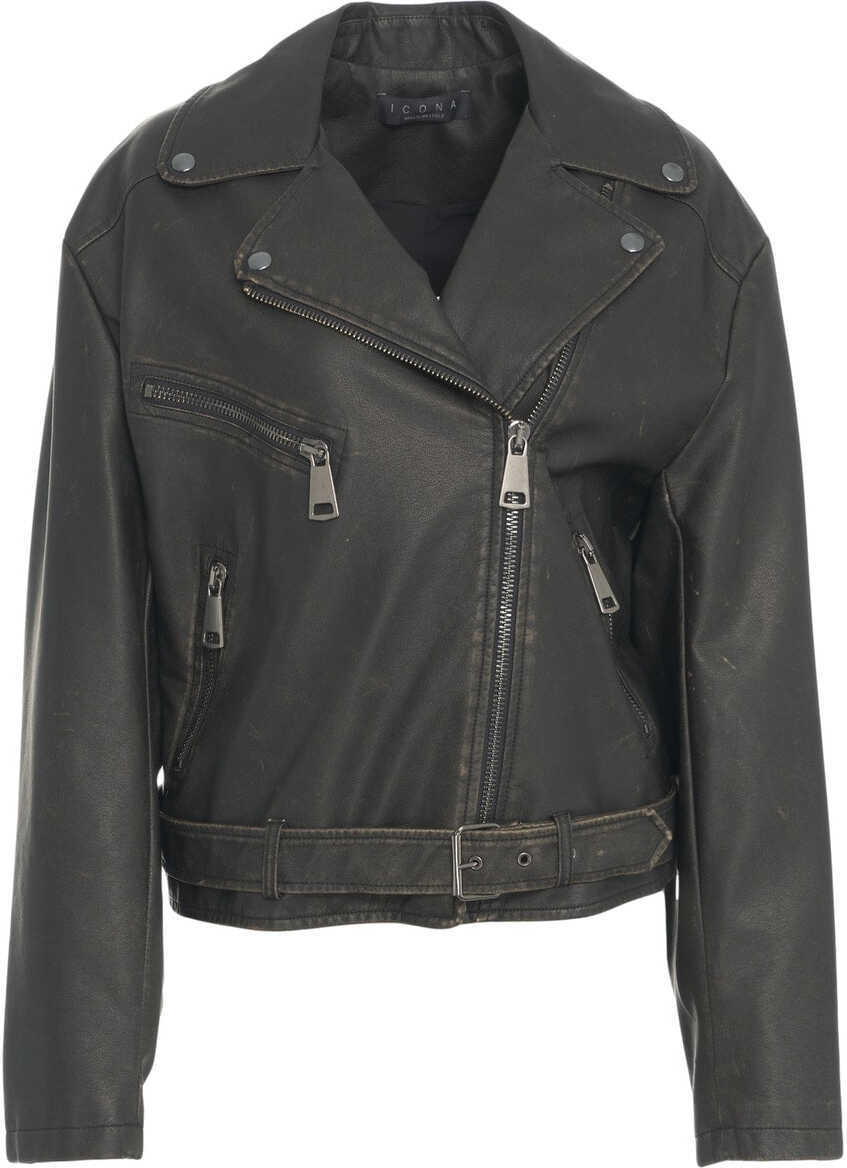 Geci biker Kaos Faux leather biker jacket Black Femei (BM 17484454) 1