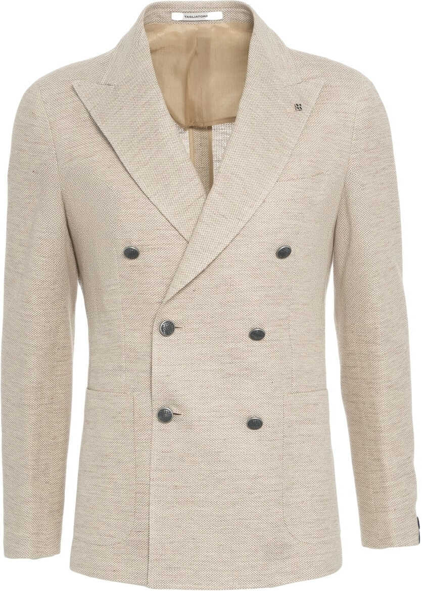 Sacouri Tagliatore Double-breasted blaser in linen blend Beige Barbati (BM 17484499) 2