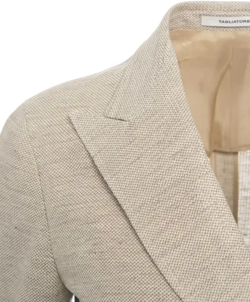 Sacouri Tagliatore Double-breasted blaser in linen blend Beige Barbati (BM 17484499) 5