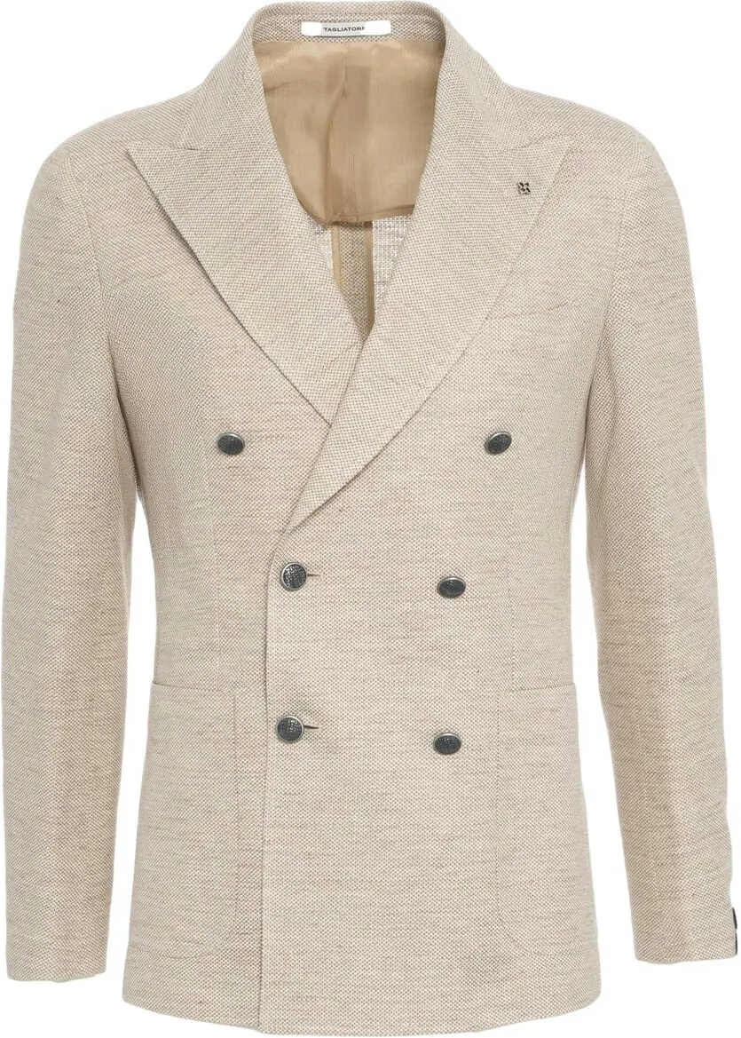 Sacouri Tagliatore Double-breasted blaser in linen blend Beige Barbati (BM 17484499) 1