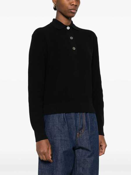 Tricouri Polo STUDIO NICHOLSON Chesapeake Knit Polo Shirt BLACK Femei (BM 17484679) 3