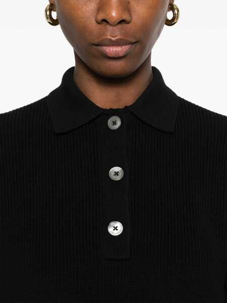 Tricouri Polo STUDIO NICHOLSON Chesapeake Knit Polo Shirt BLACK Femei (BM 17484679) 5
