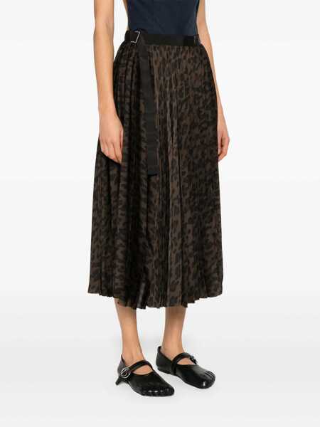 Fuste casual Sacai Leopard skirt Brown Femei (BM 17484864) 3