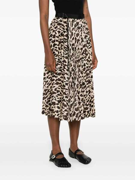 Fuste casual Sacai Leopard skirt Beige Femei (BM 17484894) 3