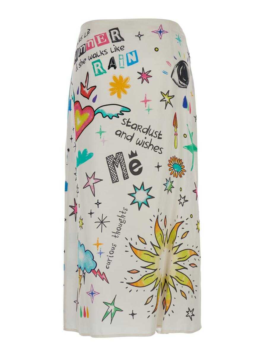 Fuste Me369 Amber Multicolor Wrap Skirt With All-Over Print In Viscose Woman MULTICOLOR Femei (BM 17486913) 2