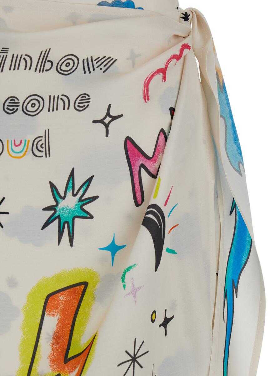 Fuste Me369 Amber Multicolor Wrap Skirt With All-Over Print In Viscose Woman MULTICOLOR Femei (BM 17486913) 3