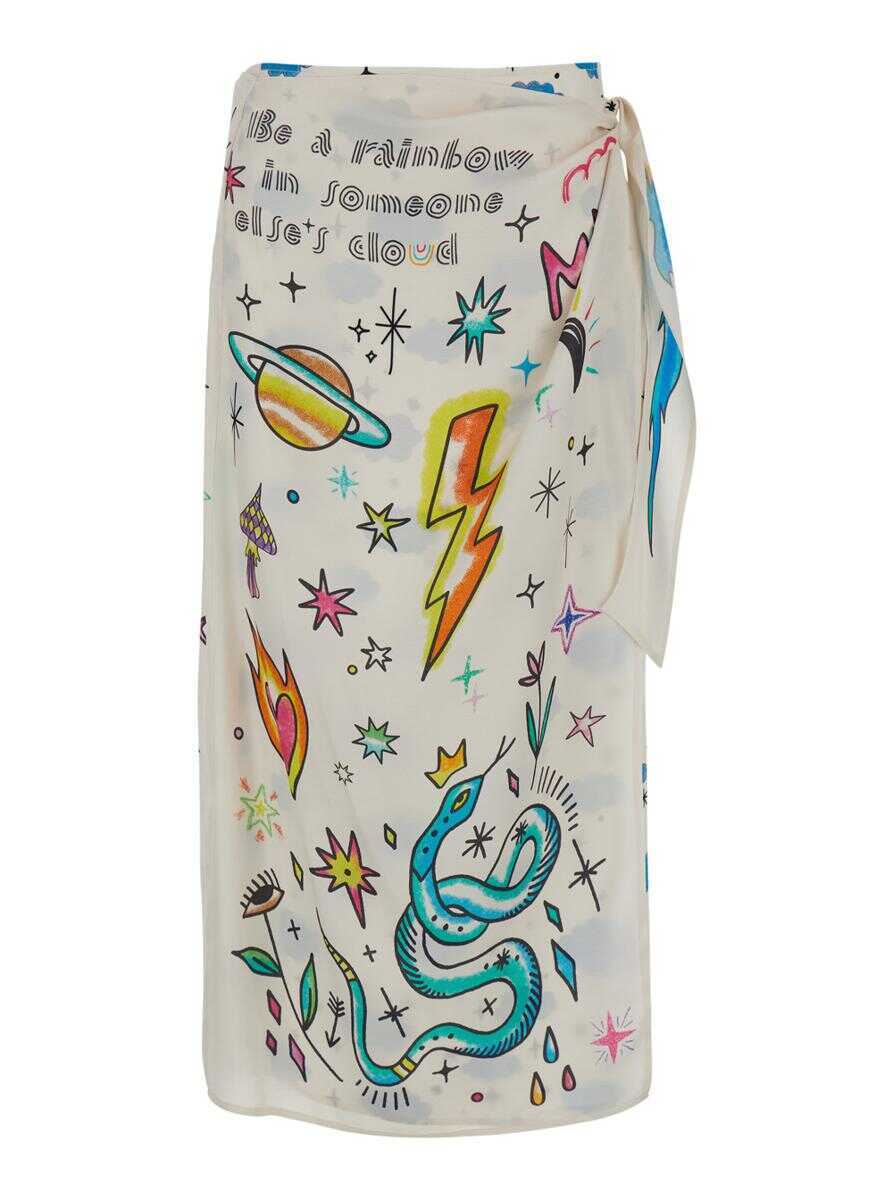 Fuste Me369 Amber Multicolor Wrap Skirt With All-Over Print In Viscose Woman MULTICOLOR Femei (BM 17486913) 1