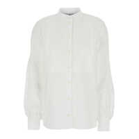 Bluze 'Antonia' White Blouse With Mandarin Collar And Striped Details In Cotton Woman Femei