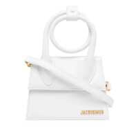 Genti de mana Jacquemus Optic White Leather 'Il Chiquito With Knot' Handbag With Gold Logo Plaque Femei