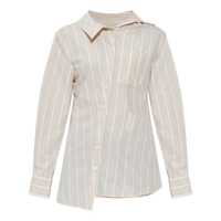 Camasi Jacquemus Beige Striped Shirt With White Stripes And Irregular Cut Femei