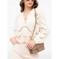 Bluze White Blouse With V Neck And All-Over Embroidery In Fabric Woman Femei