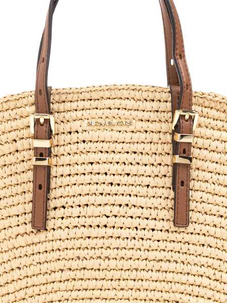 Genti de mana Michael Kors Isa Small Beige Shopper With Woven Design And Two Adjustable Handles In Tech Fabric Woman Beige Femei (BM 17490828) 5