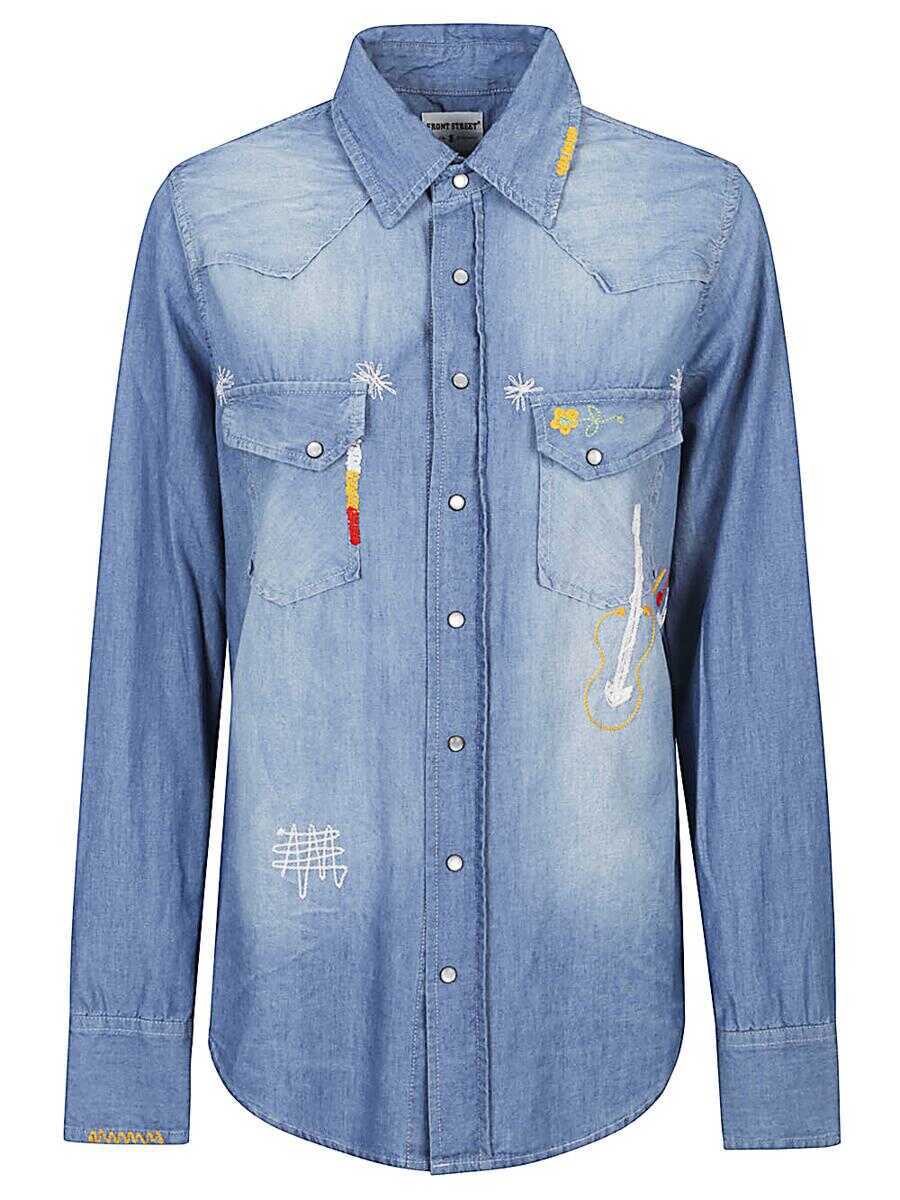 Camasi Front Street 8 Front Street 8 Denim Cotton Shirt CLEAR BLUE Femei (BM 17491068) 1