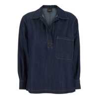 Tricouri Polo Blue Shirt With Notched Revers And Polo Shirt Style Collar In Tech Fabric Woman Femei