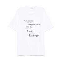 Tricouri Alexander McQueen White Cotton T-Shirt With Black Lettering Barbati