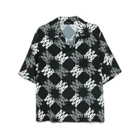 Camasi Black Shirt Shirt With All-Over Ma Quad Motif In Viscose Man Barbati