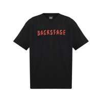 Tricouri Black T-Shirt With Print On The Front And Maxi Logo On The Back In Cotton Man Barbati
