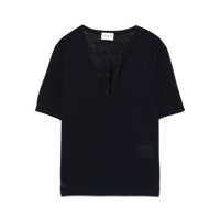 Tricouri Closed Cotton And Linen V-Necked T-Shirt Femei