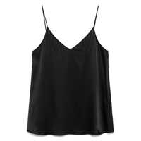 Topuri 'Abe' Black Sleeveless Top With Spaghetti Straps And V Neck In Silk Stretch Woman Femei