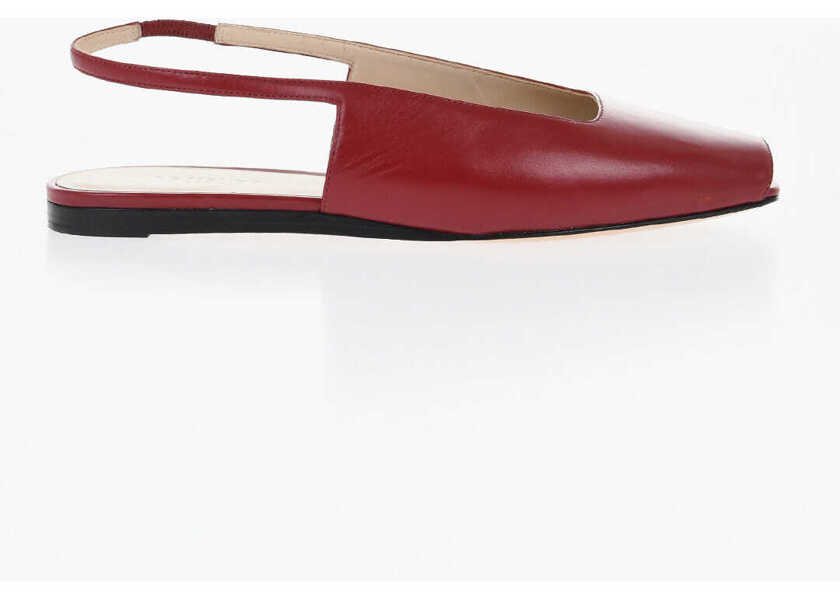 Sandale fara toc Le Monde Bryl Slingback Leather Sandals Red Femei (BM 17516329) 3