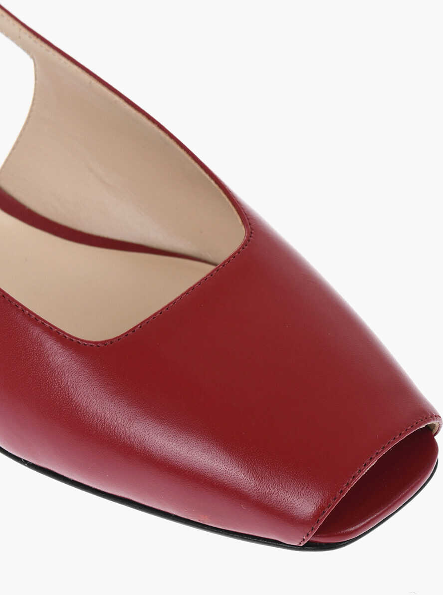 Sandale fara toc Le Monde Bryl Slingback Leather Sandals Red Femei (BM 17516329) 4