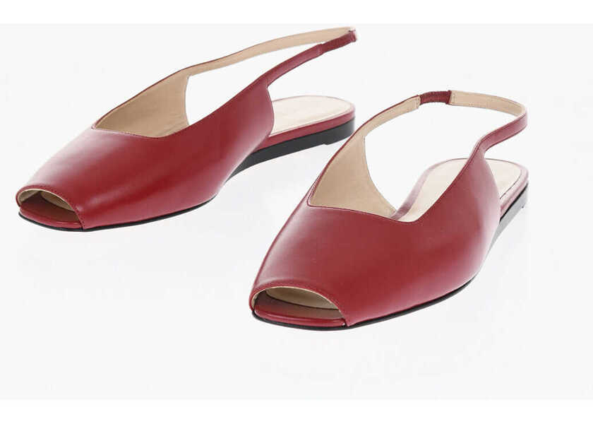 Sandale fara toc Le Monde Bryl Slingback Leather Sandals Red Femei (BM 17516329) 1