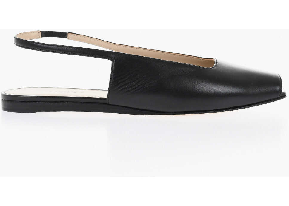 Sandale fara toc Le Monde Bryl Slingback Leather Sandals Black Femei (BM 17516344) 3