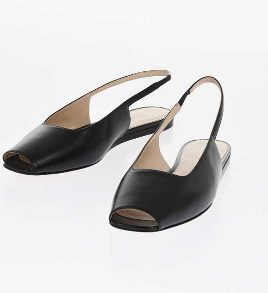 Sandale fara toc Le Monde Bryl Slingback Leather Sandals Black Femei (BM 17516344) 1