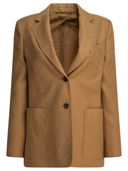 Sacouri Max Mara Single-breasted linen blazer Beige Femei (BM 17517246) 1