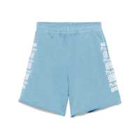Pantaloni casual Light Blue Shorts With Elastic Waist And Logo Print On The Legs In Cotton Woman Femei