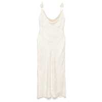 Rochii White Dress With Draped Neckline And All-Over Floral Motif In Silk Woman Femei