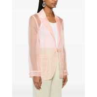 Geci forte_forte Dama - Geci forteforte Pink Jacket With Classic Lapels And Patch Pockets On The Front In Semi-Transparent Silk Woman PINK Femei (BM 17518482) - B-mall.ro