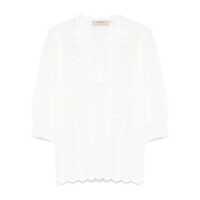 Tricouri Twinset White Embroided T-Shirt Femei