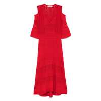 Rochii Twinset Red Midi Dress With Lace Femei