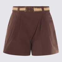 Pantaloni casual Twinset Brown Cotton Shorts Femei