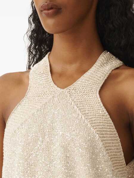 Topuri Fabiana Filippi Fabiana Filippi Sequined Knitted Top Yellow Femei (BM 17520444) 5