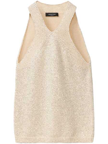Topuri Fabiana Filippi Fabiana Filippi Sequined Knitted Top Yellow Femei (BM 17520444) 1