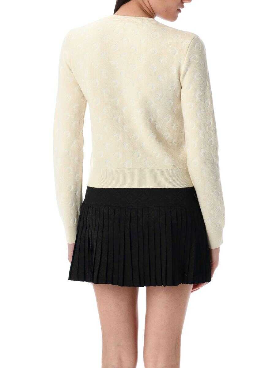 Cardigane MARINE SERRE Marine Serre Moon Jacquard Knit Fitted Cardigan WHITE Femei (BM 17520603) 2
