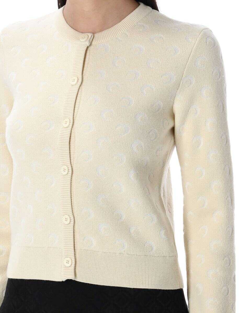 Cardigane MARINE SERRE Marine Serre Moon Jacquard Knit Fitted Cardigan WHITE Femei (BM 17520603) 3