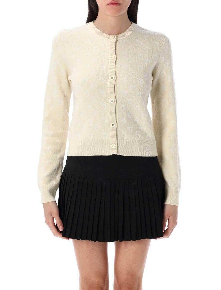 Cardigane MARINE SERRE Marine Serre Moon Jacquard Knit Fitted Cardigan WHITE Femei (BM 17520603) 1