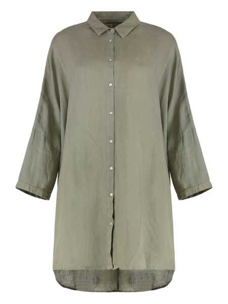 Camasi 120 LINO 120 Lino Linen Shirt GREEN Femei (BM 17521095) 1