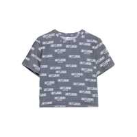 Tricouri Moschino Stretch Crop T-Shirt In Grey With Logo Femei
