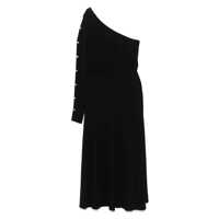 Rochii Elisabetta Franchi Black Single-Shoulder Midi Dress Femei