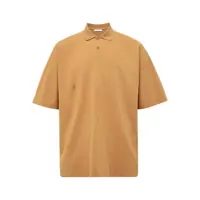Tricouri Polo Brown Oversize Polo Shirt With Classic Collar And Logo Detail On The Front In Cotton Man Barbati