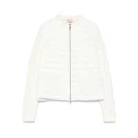 Geci Moncler White Jacket With Quilted Panels Femei