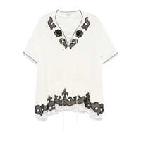 Rochii 'Lalla' White Dress With Contrasting Details And Applied Beads In Fabric Woman Femei