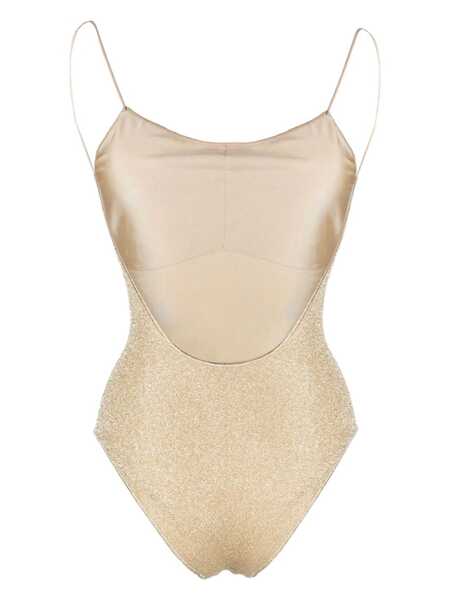 Costume de baie OSEREE Lumire Maillot Gold Colored One-Piece Swimsuit With Deep Neckline On The Back In Lurex Woman GREY Femei (BM 17527383) 2