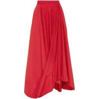 Fuste Red Long Skirt With Draped Details And Zip Closure In Cotton Woman Femei