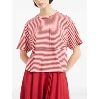 Imbracaminte Dama pagina 620 - Tricouri Brunello Cucinelli Red Crewneck T-Shirt With All-Over Striped Motif And Jewel Detail On The Front In Cotton Woman RED Femei (BM 17528028) - B-mall.ro